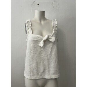 Madewell Top M White Twist Knot Terry Cotton Sleeveless Minimalist Coastal New